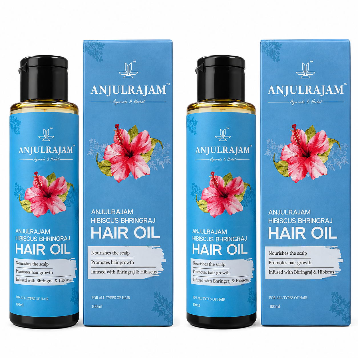 Bhringraj Hibiscus Hair Oil | Ayurvedic Oil | Strengthens & addresses Dandruff | Nourishing Conditioner for Smooth Shiny Hair (Pack Of two)