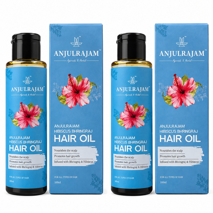 Bhringraj Hibiscus Hair Oil | Ayurvedic Oil | Strengthens & addresses Dandruff | Nourishing Conditioner for Smooth Shiny Hair (Pack Of two)