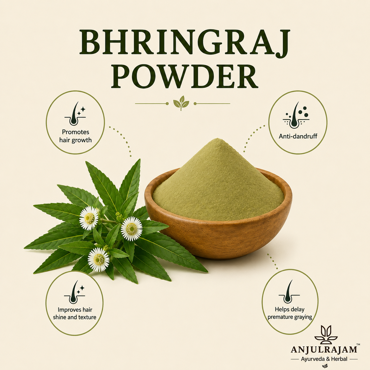 Bhringraj Powder for Hair Growth | Ideal for Hair, Face and Skin |  False Daisy Powder 100 Gms Each Combo (Pack of 2)