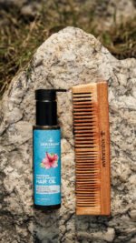 ANJULRAJAM Hibiscus Bhringraj Hair Oil + Neem Wood Comb Combo - Image 2