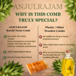 original neem wood shampoo comb | ayurvedic scalp care | improves circulation & controls hair fall | chemical-free - Image 4